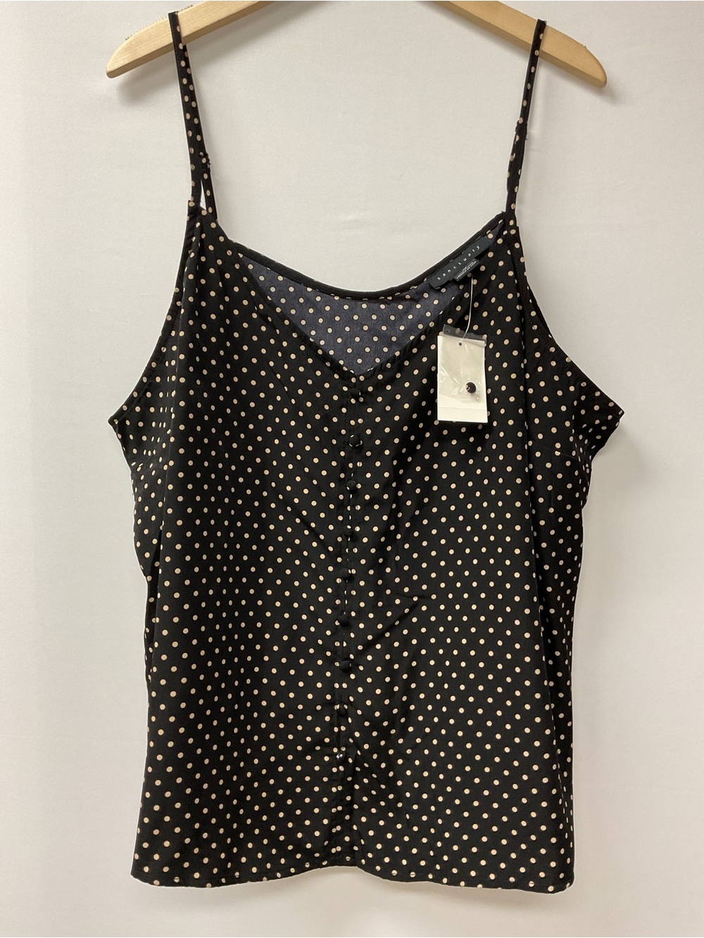 Brand New-Sanctuary Women’s Black and Cream Polka Dot Camisole